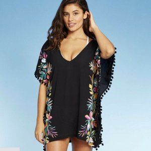 Juniors Pom Pom Trim Kaftan Cover Up